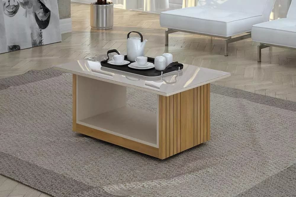 Mesa de Centro Valdemoveis Veneza (cinamomo/off white)