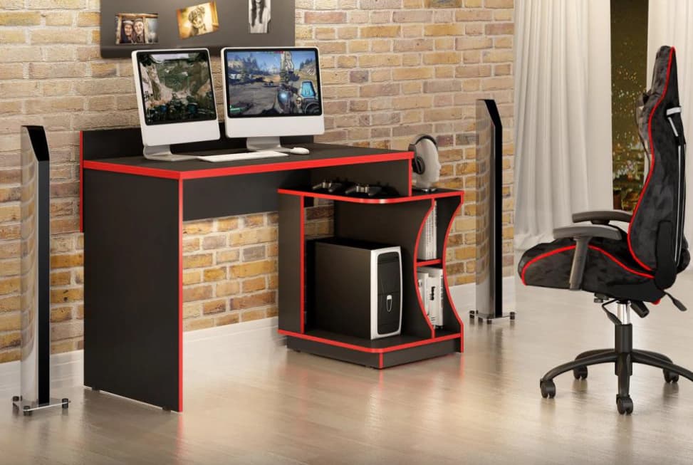Mesa p/ Computador Valdemoveis Gamer (preto/vermelho)