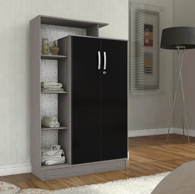 Armário Multiuso Demobile Elite (cinza/preto)